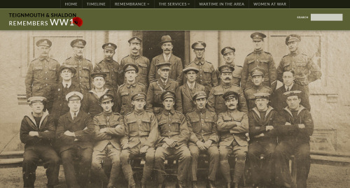 Screenshot of top of the homepage of the Teignmouth & Shaldon Remembers WW1 Project